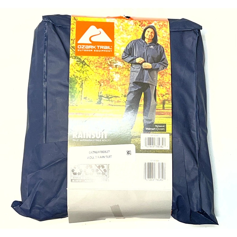Ozark Trail Outdoor Two Piece EVA Rain Suit Men's M/L Navy Water Resistant PVC